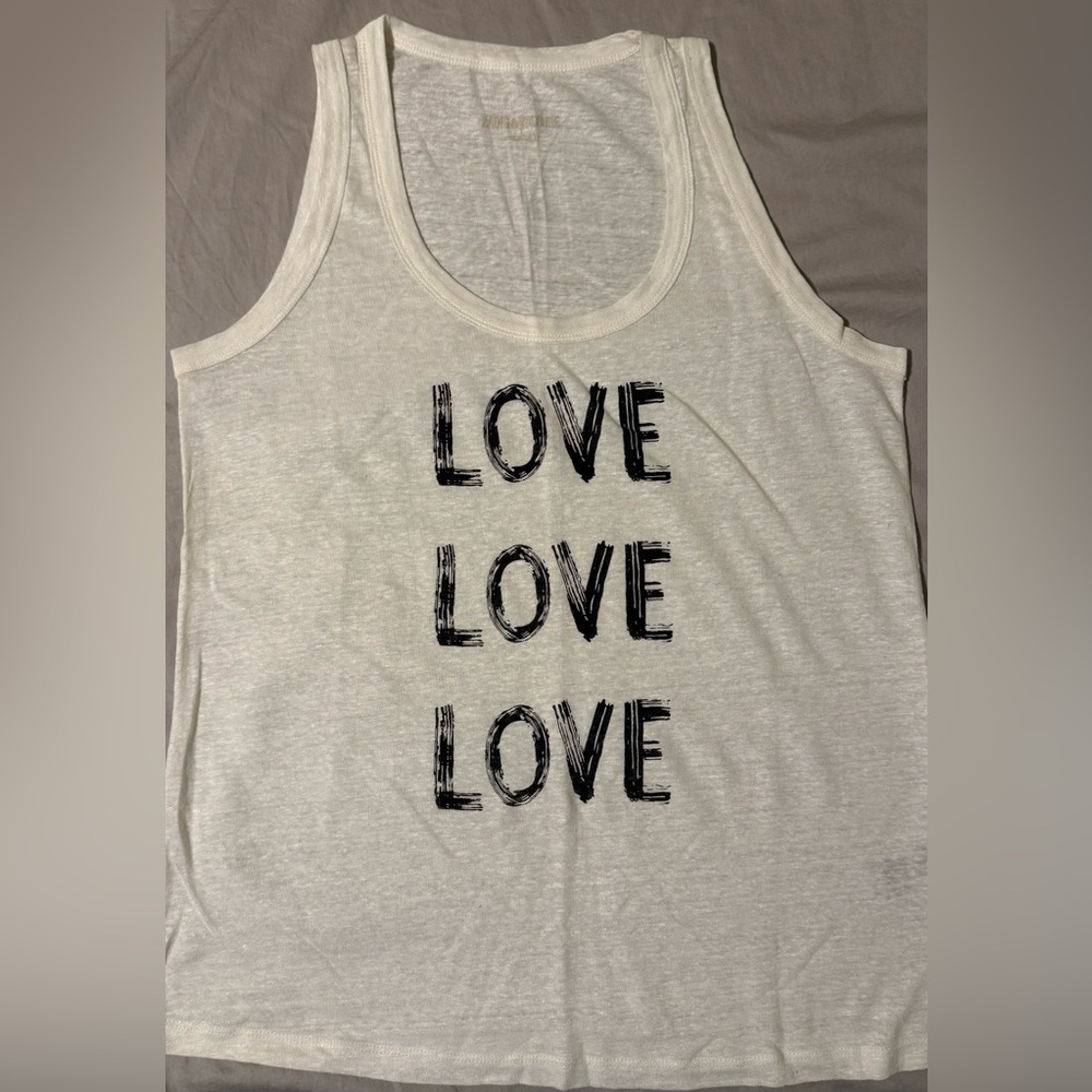 Zadig & Voltaire White Linen Graphic Tank Top